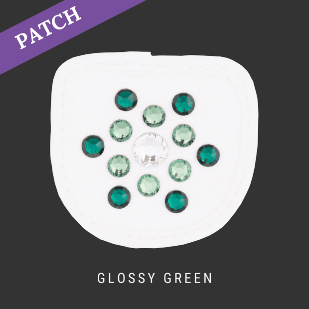 Glossy Green by Nina Kaupp Reithandschuh Patch weiß